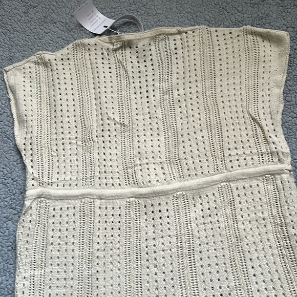 NWT MEROKEETY SHORT SLEEVE TIE WAIST CROCHET COVERUP - Picture 6 of 7